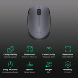 Logitech M170 Wireless Optical Mouse (Grey & Black)