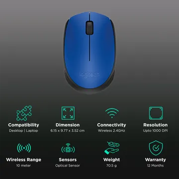 Logitech M171 Wireless Mouse- Blue