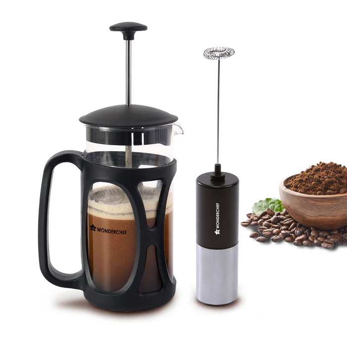 Wonderchef French Press Coffee Maker & Milk Frother Gift Combo