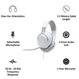 JBL Quantum 100 JBLQUANTUM100WHT Over-Ear Wired Gaming Headphone with Mic, White)