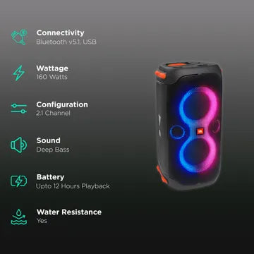 JBL PartyBox 110 160W Bluetooth Party Speaker (Black)