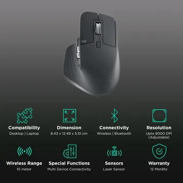 logitech MX Master 3S Rechargeable Wireless Laser Performance Mouse