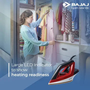 BAJAJ Splendora 1100 Watts Dry Iron (Swivel Cord, 440314, Red/Black)