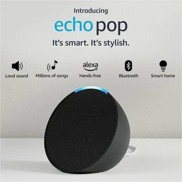 Amazon Echo Pop with Built-in Alexa Smart Wi-Fi Speaker (Balanced Bass, Black)