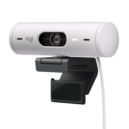 Logitech Brio 500 Full HD Webcam with Auto Light Correction, Off-white