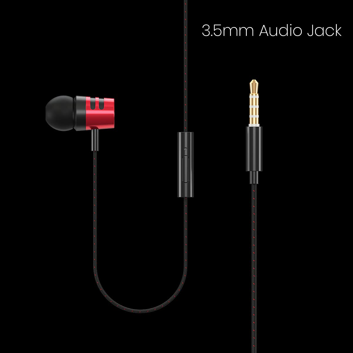 Portronics Ear 2 Wired Earphones with Mic, Black