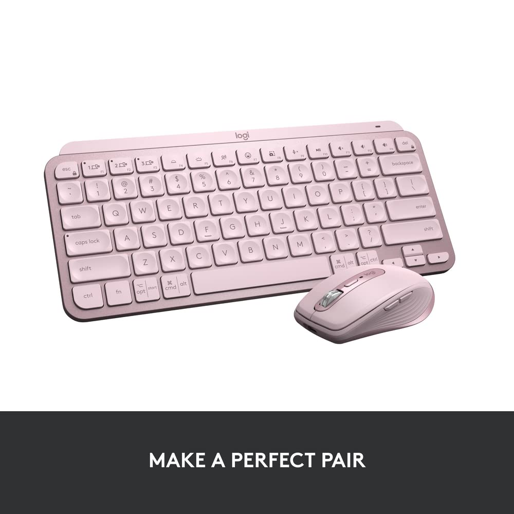 Logitech MX Keys Mini Minimalist Wireless Illuminated Keyboard, Rose