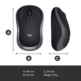 Logitech M185 Wireless USB Mouse, Grey