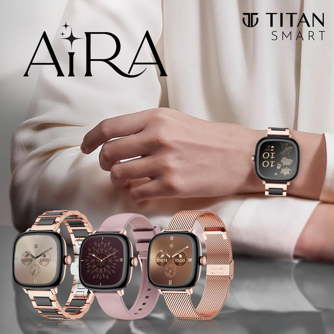 Titan AiRA Metal Case Square Display Smart Watch