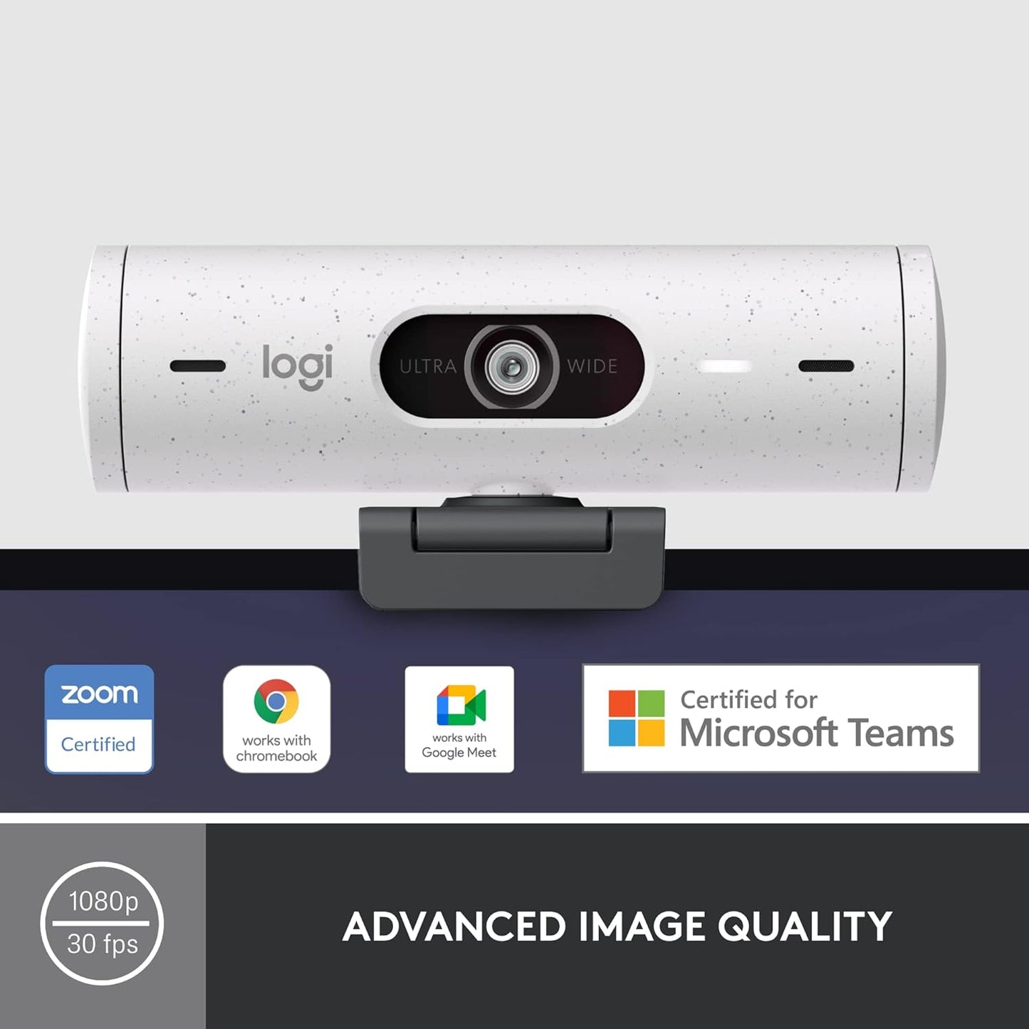 Logitech Brio 500 Full HD Webcam with Auto Light Correction, Off-white