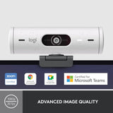 Logitech Brio 500 Full HD Webcam with Auto Light Correction, Off-white