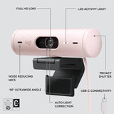 Logitech Brio 500 Full HD Webcam with Auto Light Correction, Rose