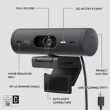 Logitech Brio 500 Full HD Webcam with Auto Light Correction, Graphite