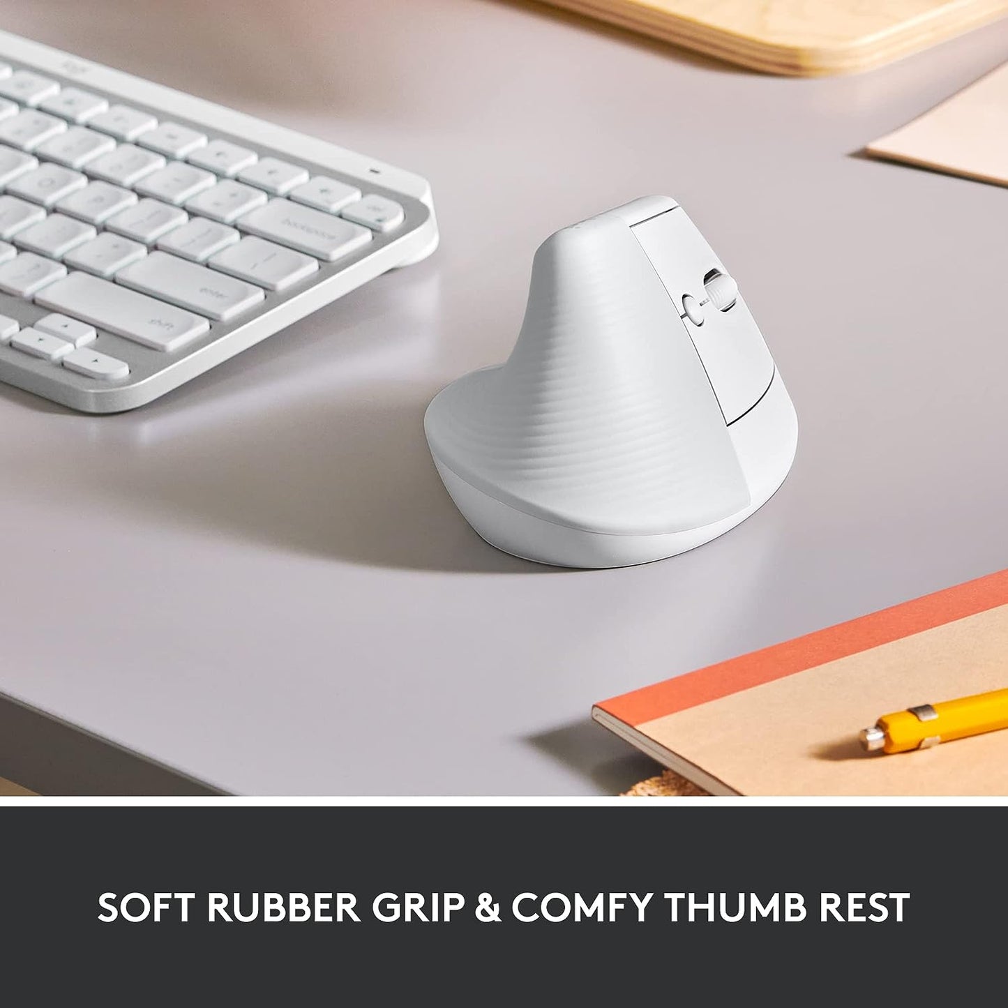 Logitech Lift Vertical Ergonomic Mouse- Pale Grey