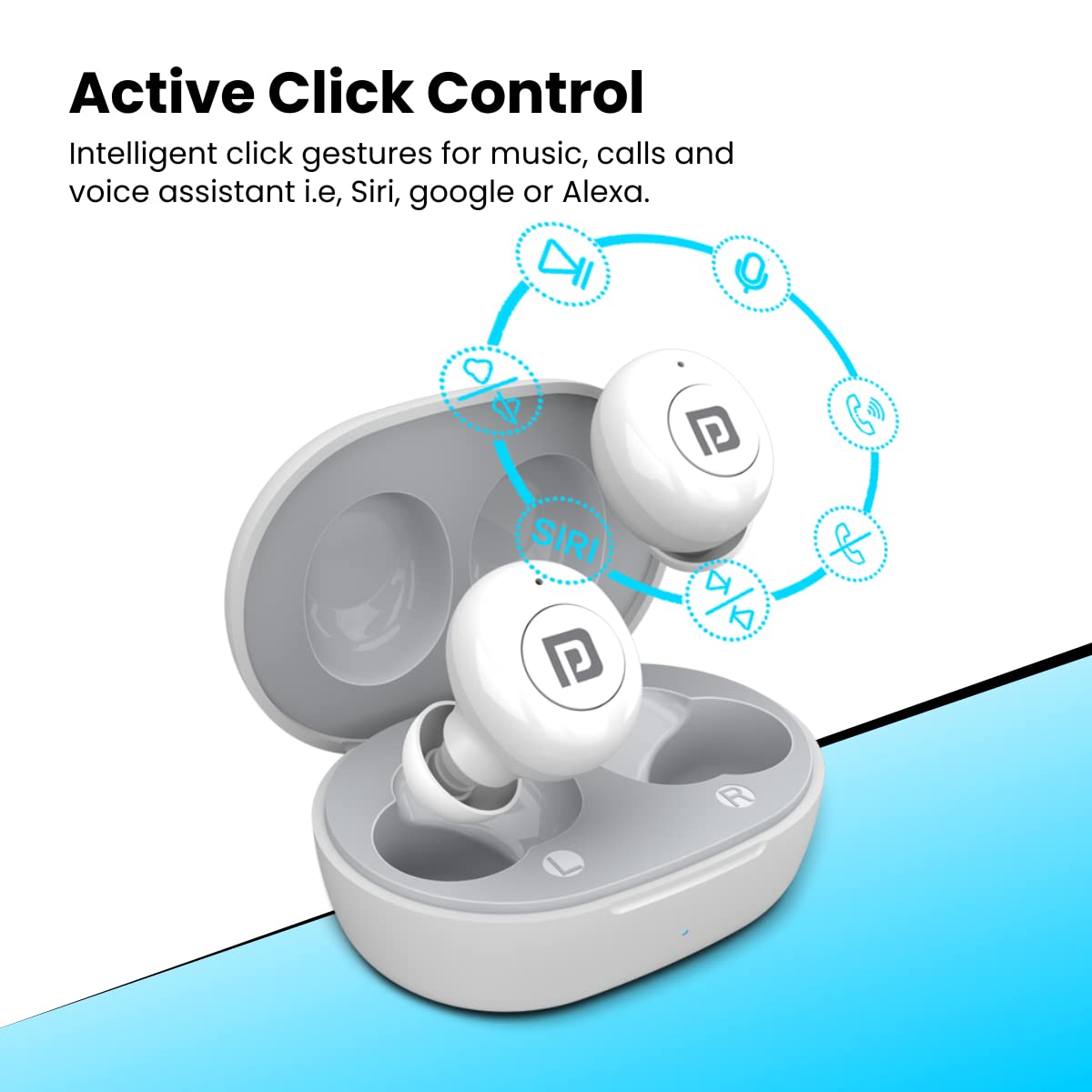 PORTRONICS Harmonics Twins S3 POR 1652 TWS Earbuds, White