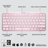Logitech MX Keys Mini Minimalist Wireless Illuminated Keyboard, Rose