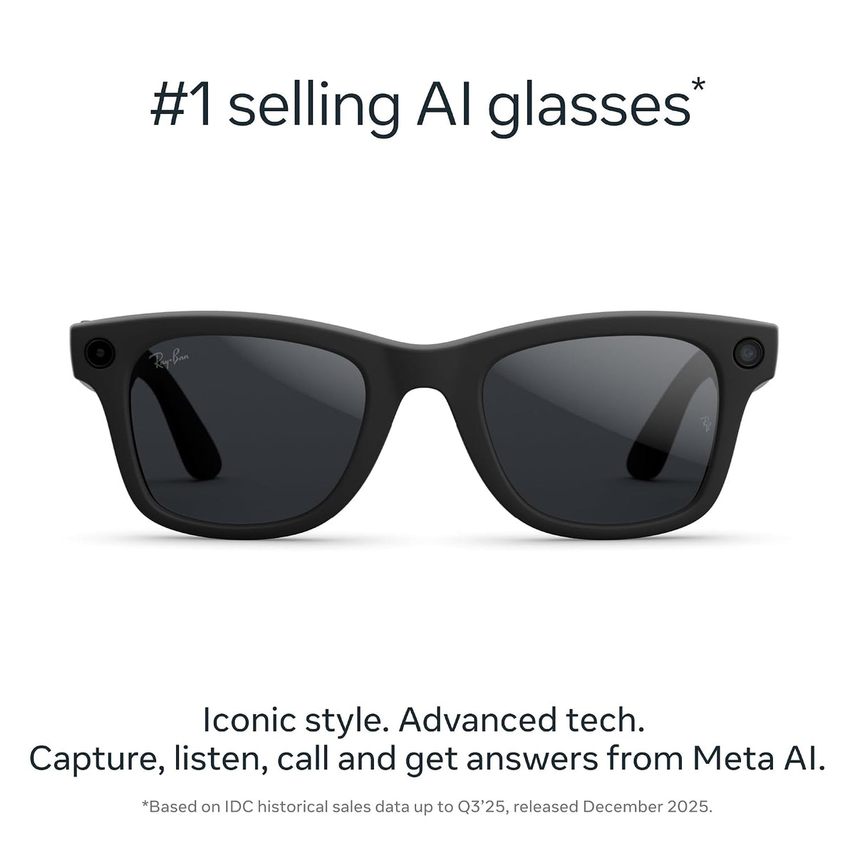 Ray-Ban Meta Wayfarer Generation 2 AI Smart Glasses – Matte Black with Transition Gray Lenses
