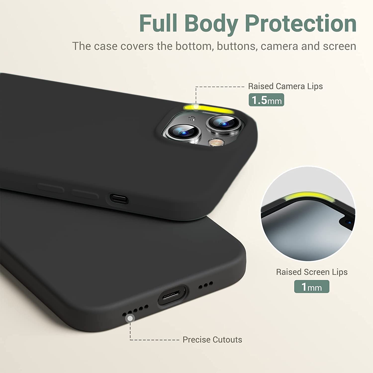 Liquid Silicone Case compatible with iPhone 13, Black