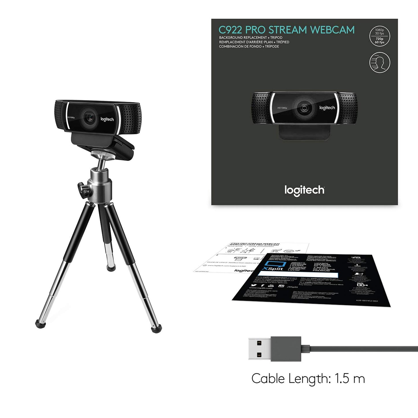Logitech C922 Pro Stream Webcam, , Black
