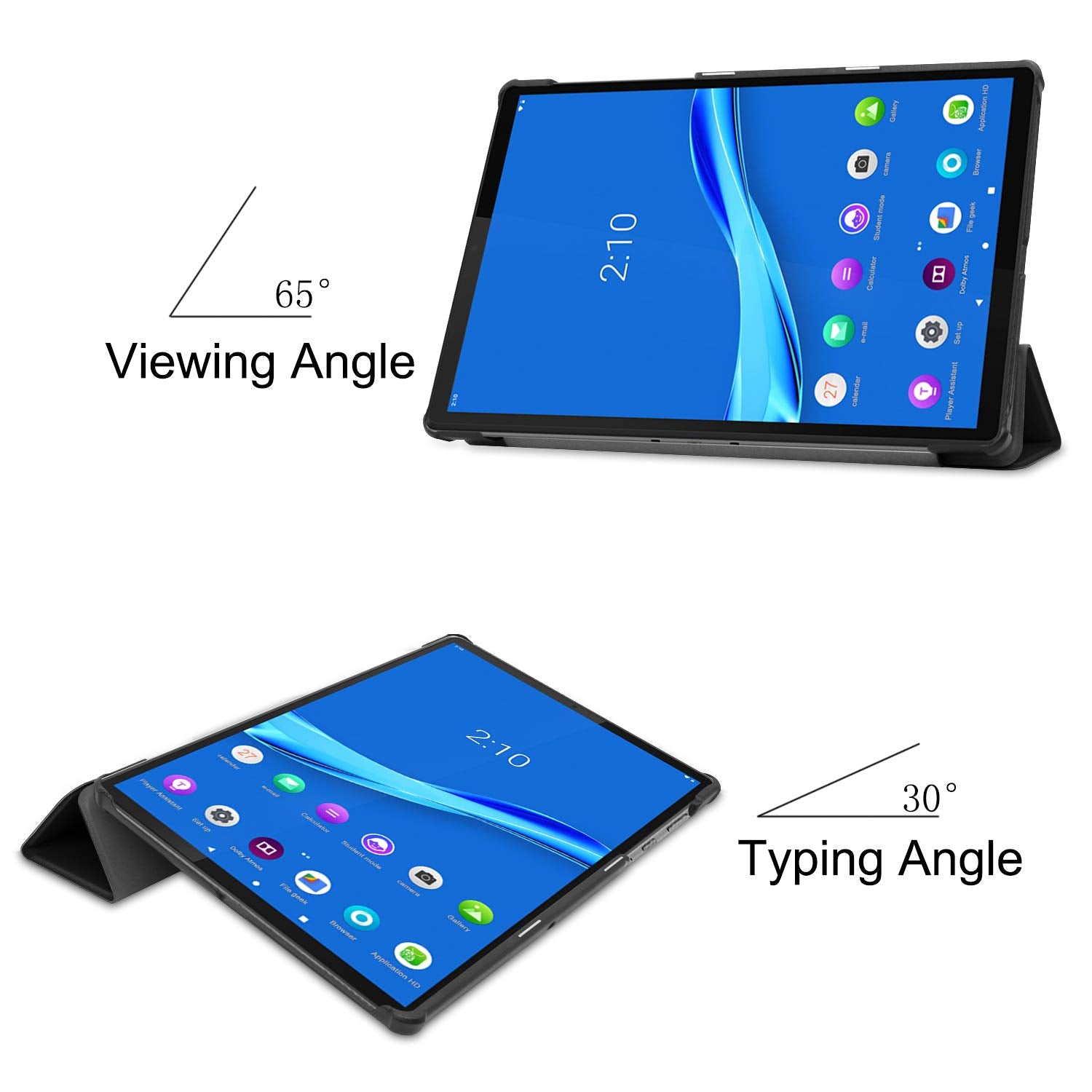 Smart Trifold Hard Back Flip Case Cover for Lenovo Tab M10, Black