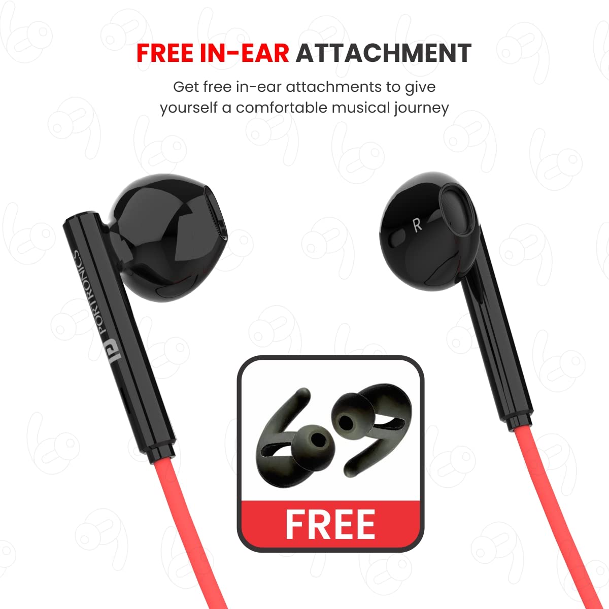 Portronics Harmonics Z5 Wireless Bluetooth Stereo Headset , Red