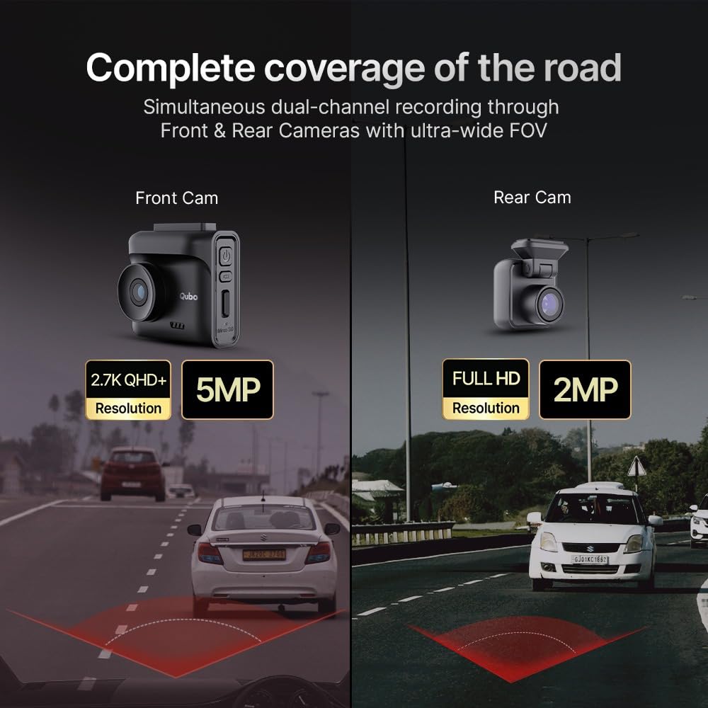 Qubo Car Dashcam Pro 2.7K Dual Channel
