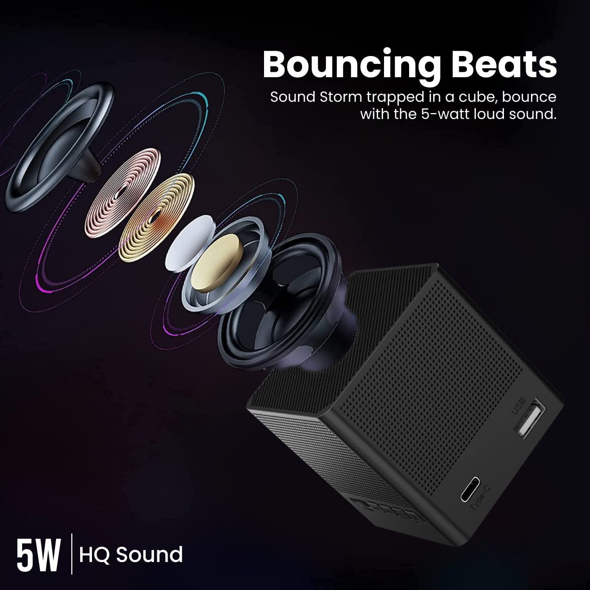 Portronics Bounce 2 5W Portable Bluetooth Speaker , Black