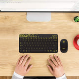 Logitech MK240 Nano Wireless USB Keyboard and Mouse Set, Black/Chartreuse Yellow