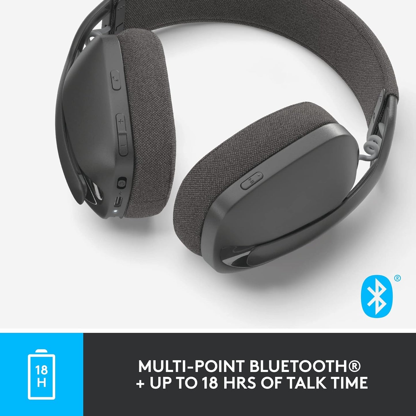 Logitech Zone Vibe 100 Lightweight Wireless Over-Ear Headphones, Graphite