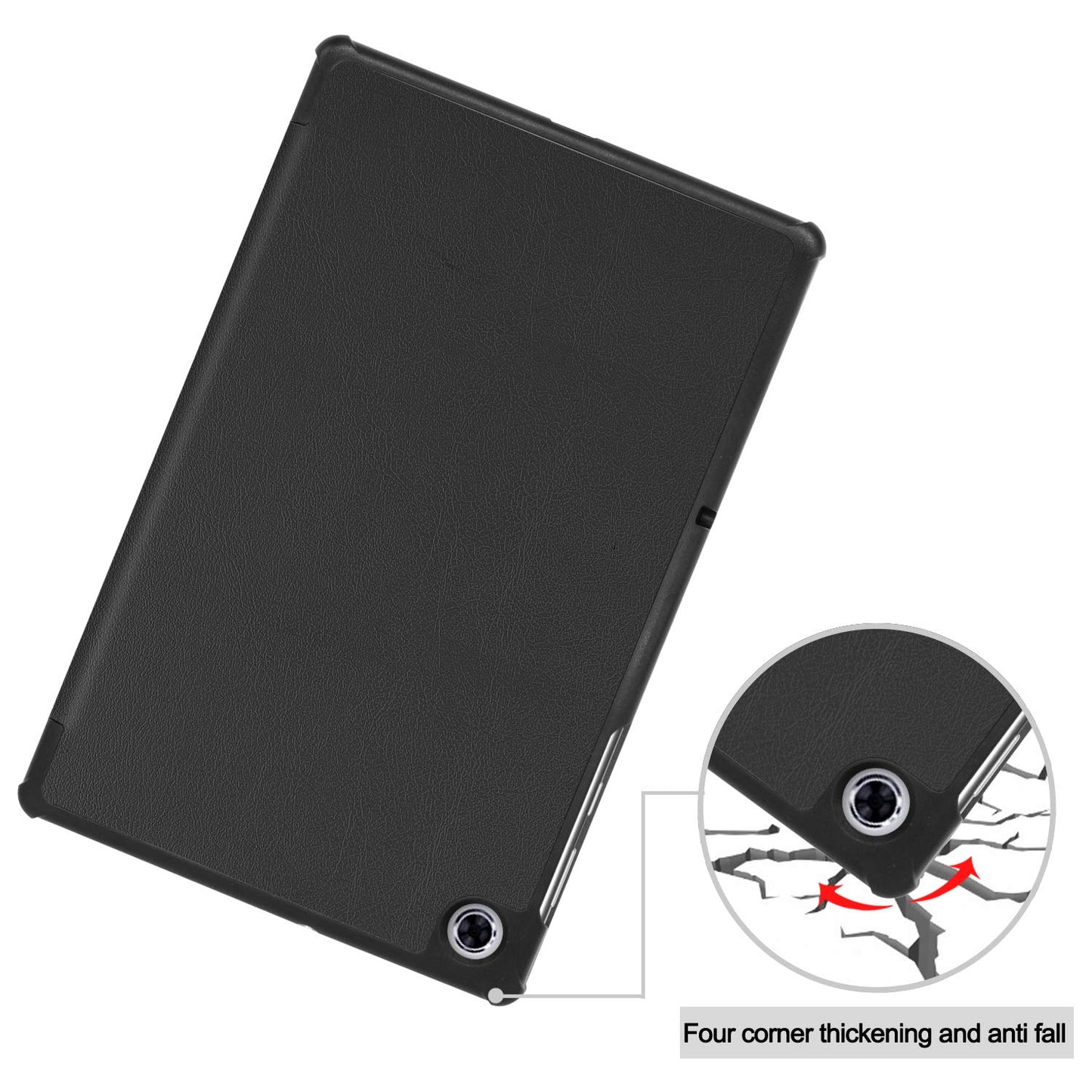 Smart Trifold Hard Back Flip Case Cover for Lenovo Tab M10, Black