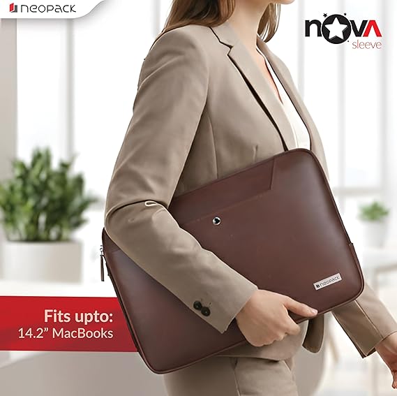 Neopack 14.2-inch Nova Sling Sleeve Genuine Leather Laptop Bag