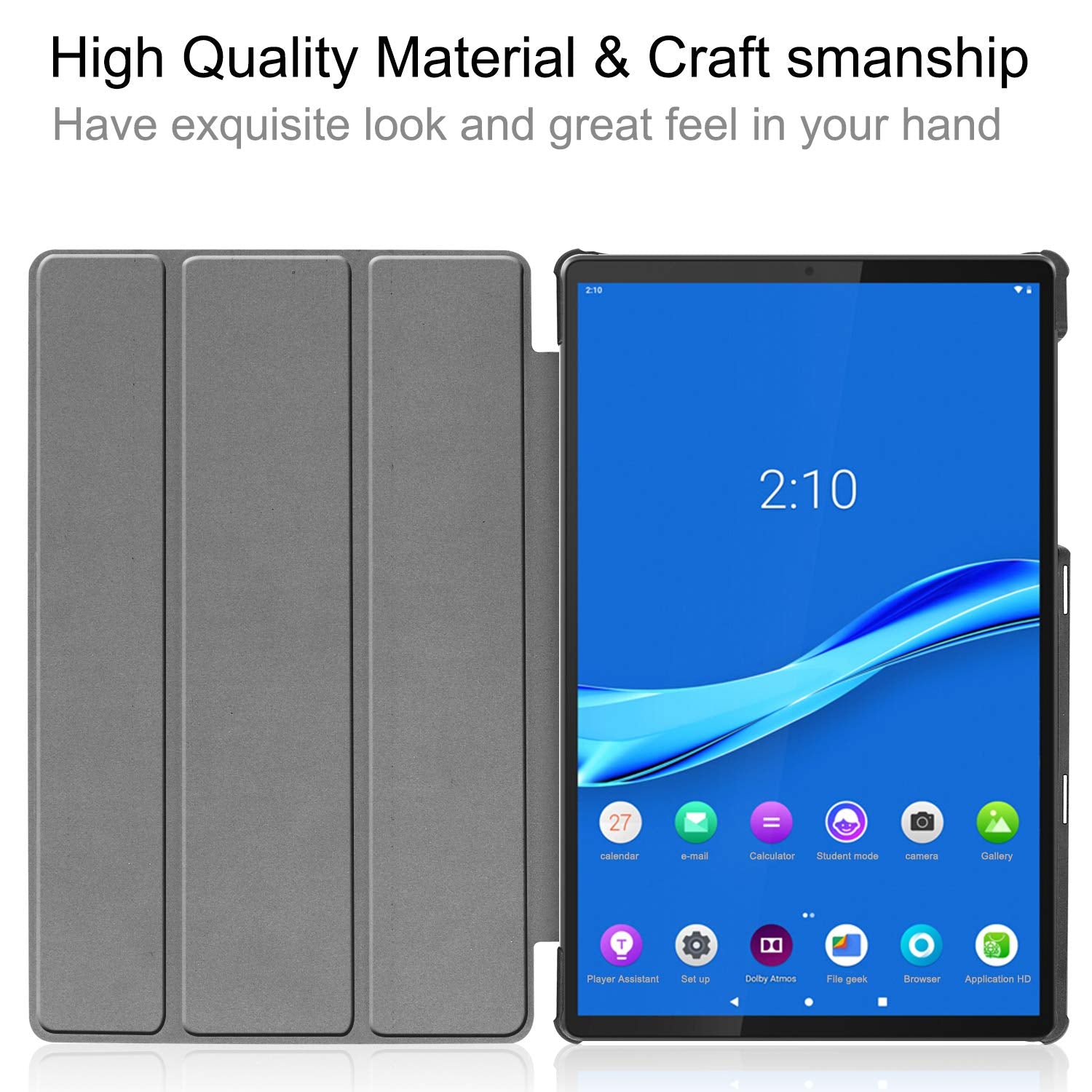 Smart Trifold Hard Back Flip Case Cover for Lenovo Tab M10, Black