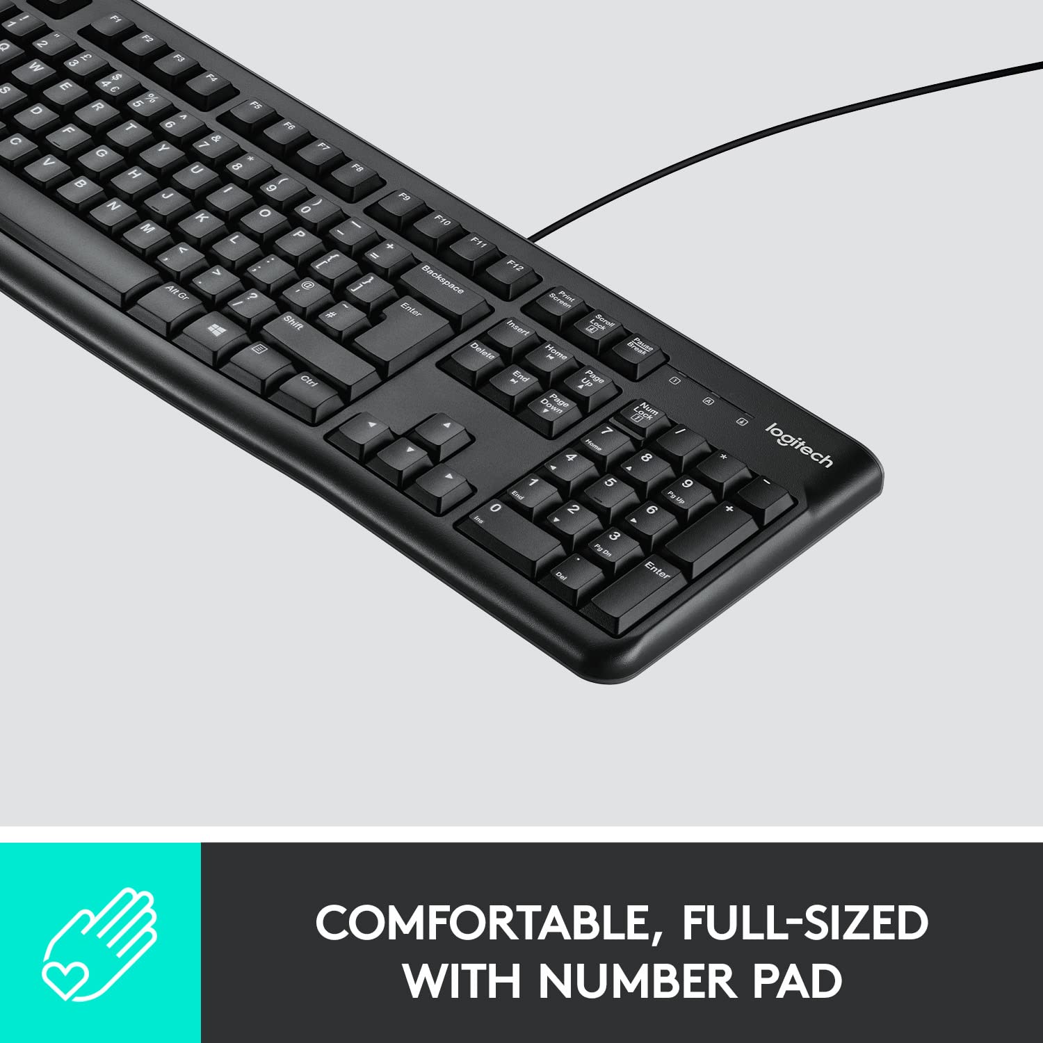 Logitech K120 Wired Keyboard for Windows, Black