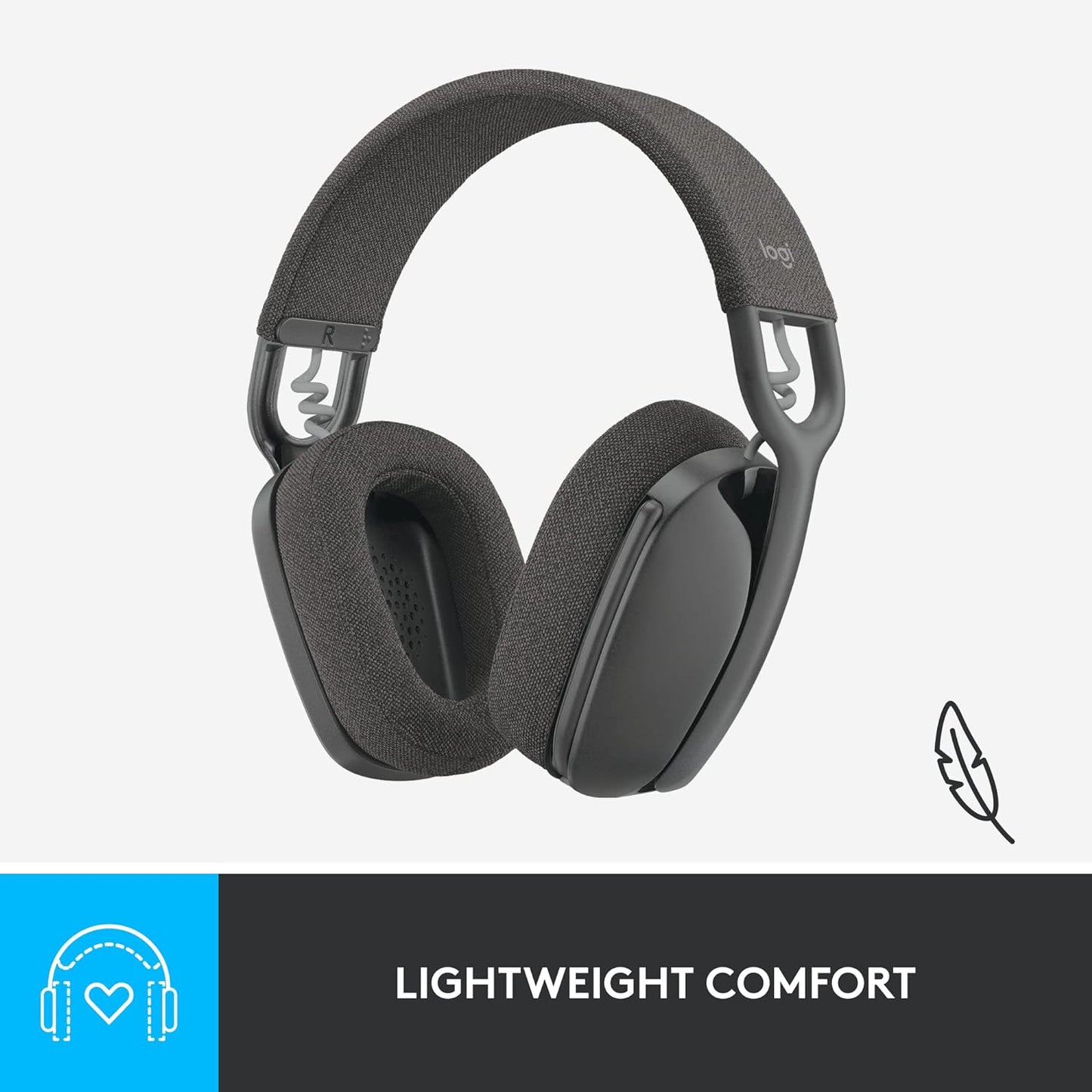 Logitech Zone Vibe 100 Lightweight Wireless Over-Ear Headphones, Graphite