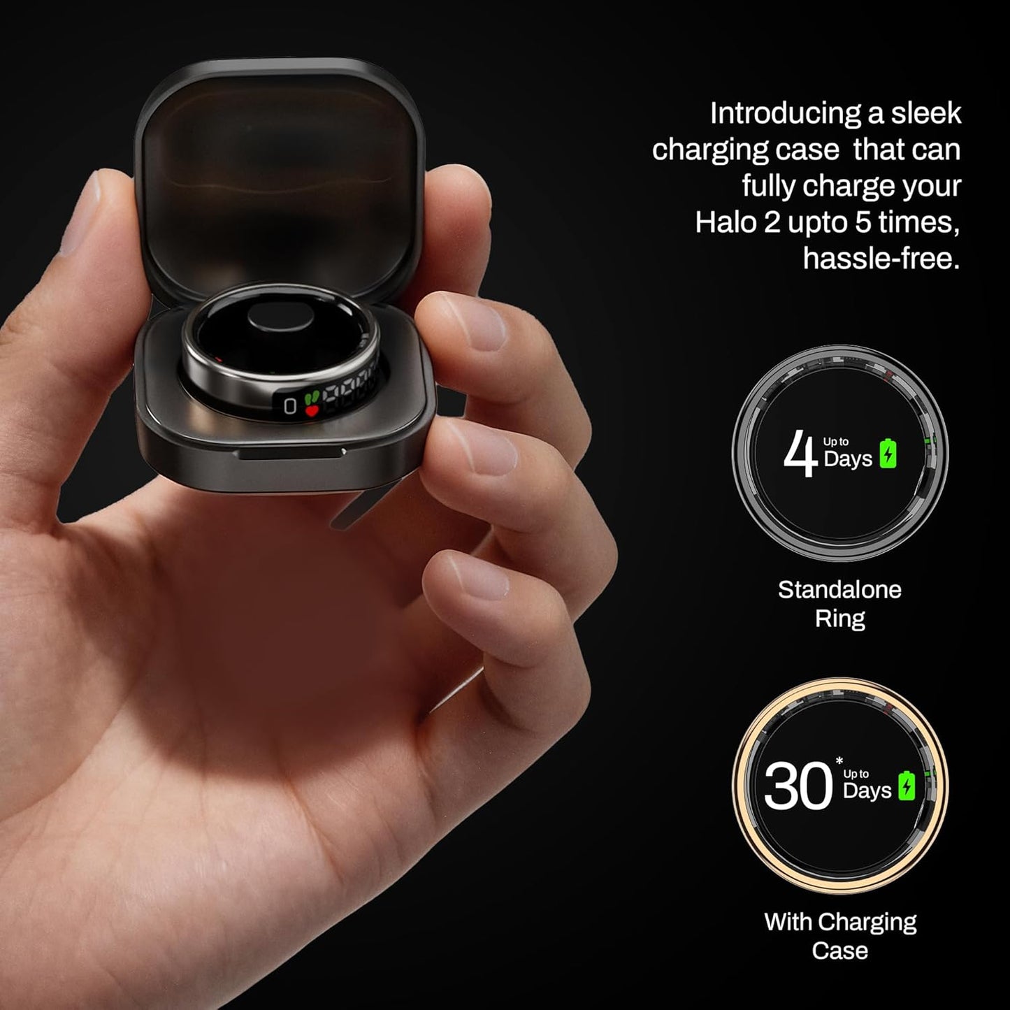 Pebble Halo 2 Smart Ring with Digital Display