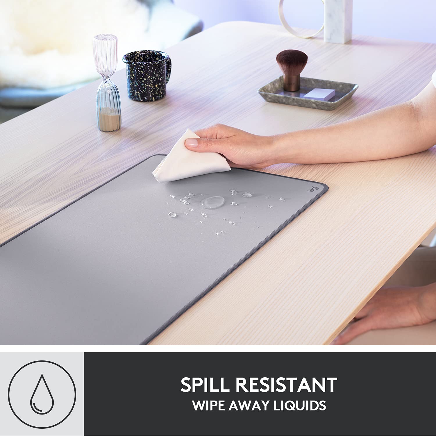 Logitech Desk Mat - Studio Series, Multifunctional Large Desk Pad, Mid Grey