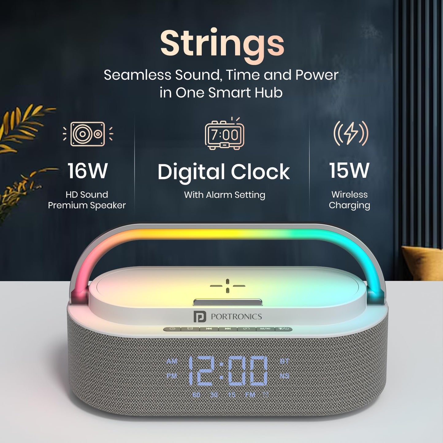 Portronics String 16W HD Sound Bluetooth Speaker with 15W Wireless Charging