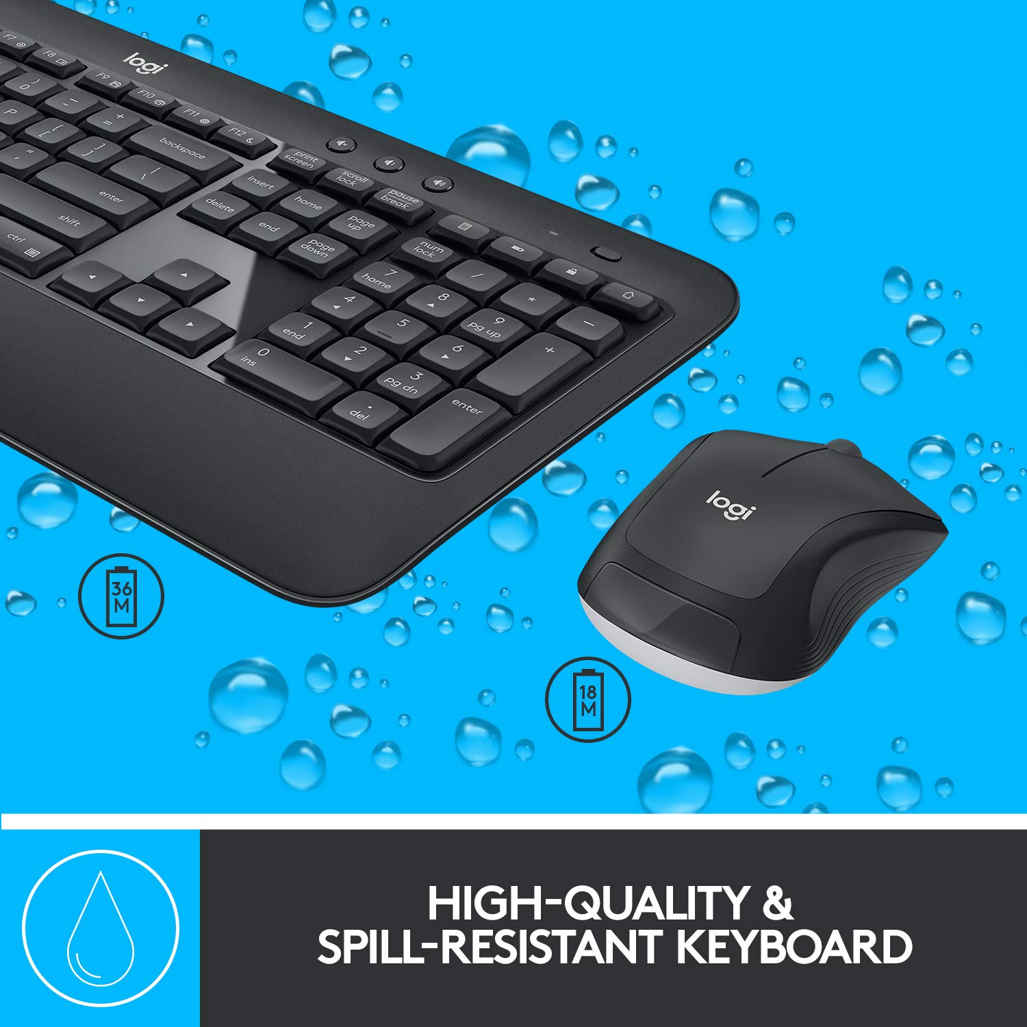 Logitech MK540 Wireless Keyboard and Mouse Set for Windows, Black