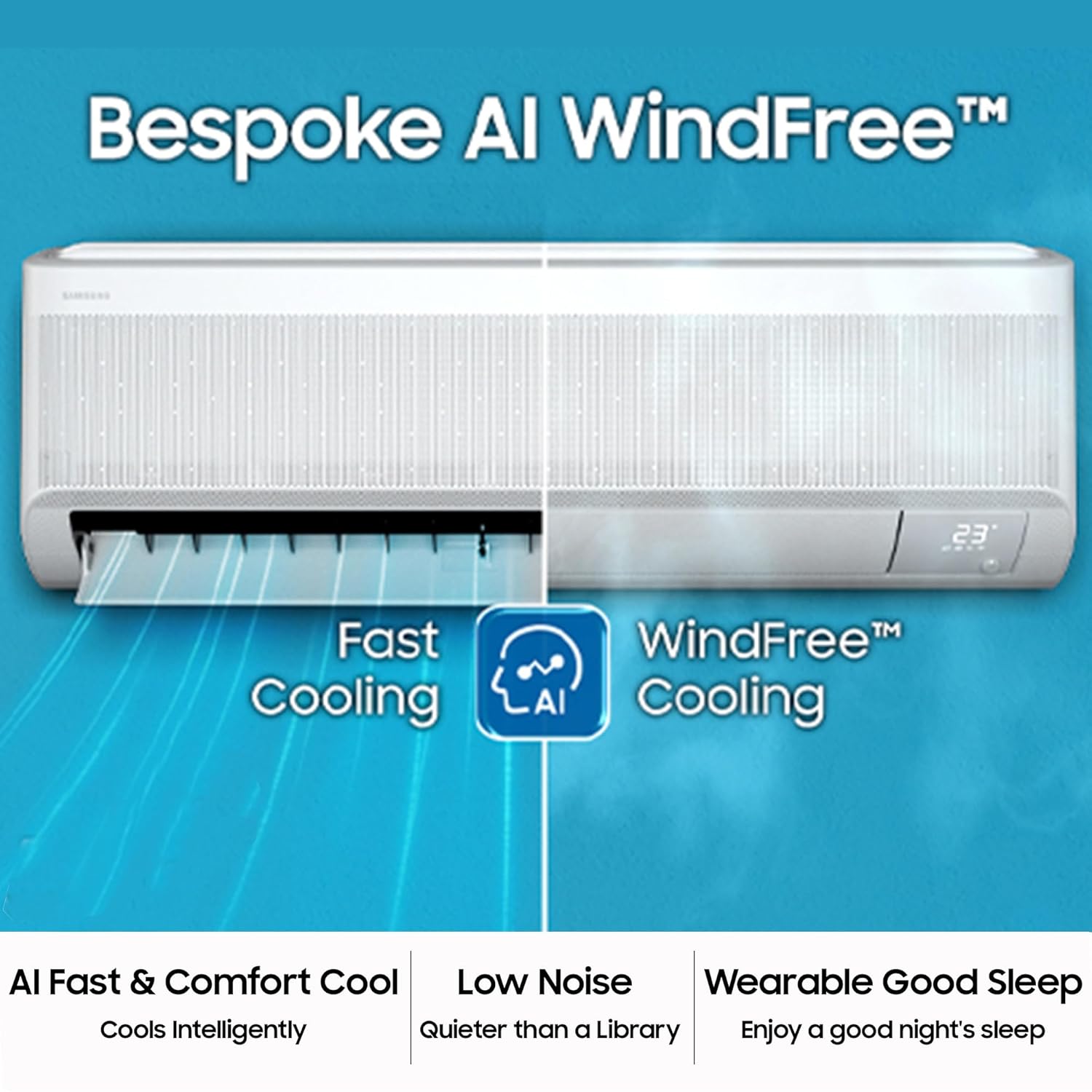 Samsung 1.5 Ton 3 Star Bespoke AI WindFree Inverter Smart Split AC (AR60H19D13W)