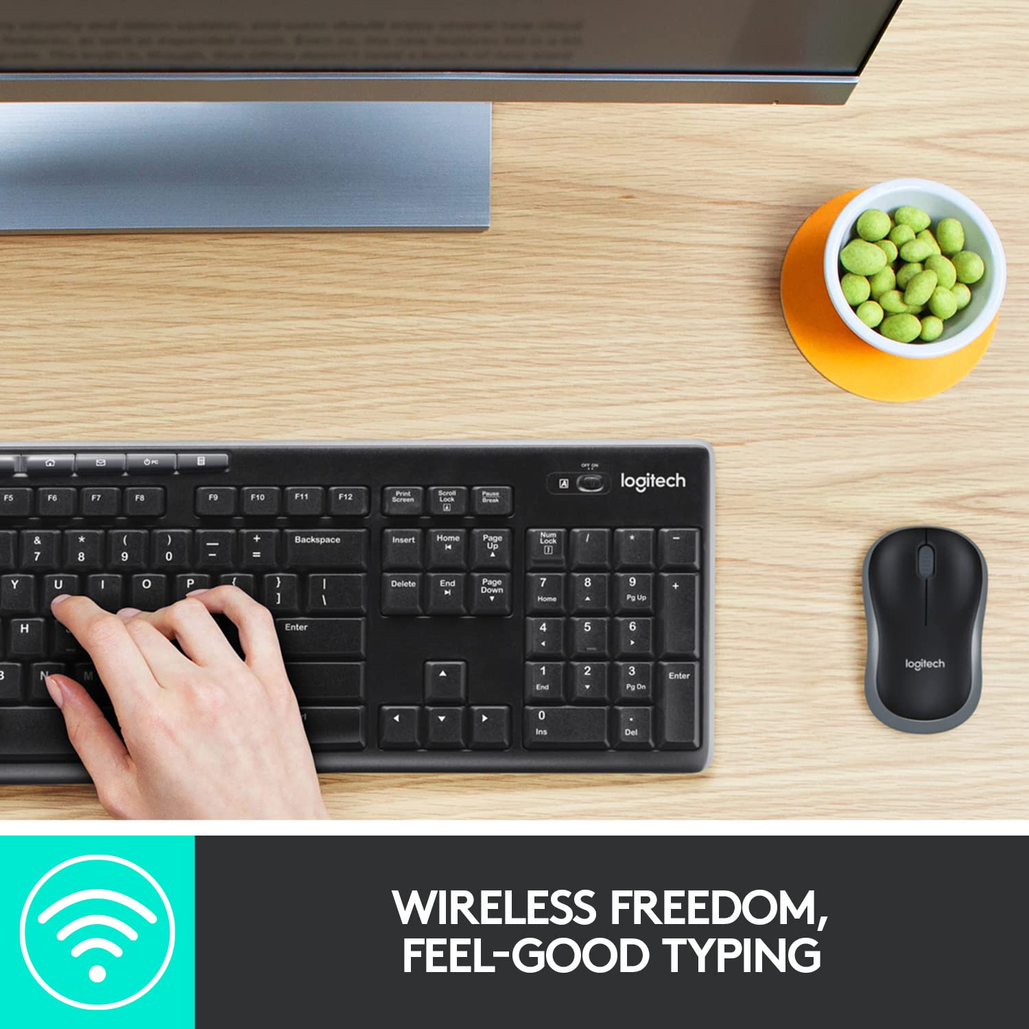 Logitech MK275 USB Wireless Keyboard and Mouse Set for Windows, Black