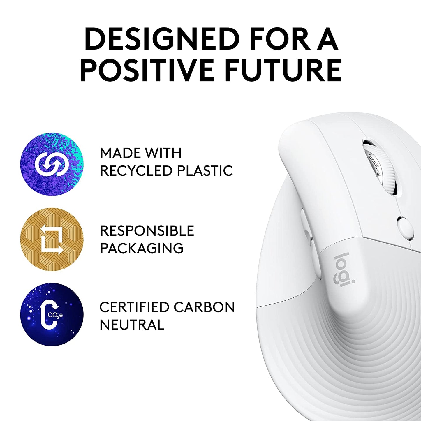 Logitech Lift Vertical Ergonomic Mouse- Pale Grey