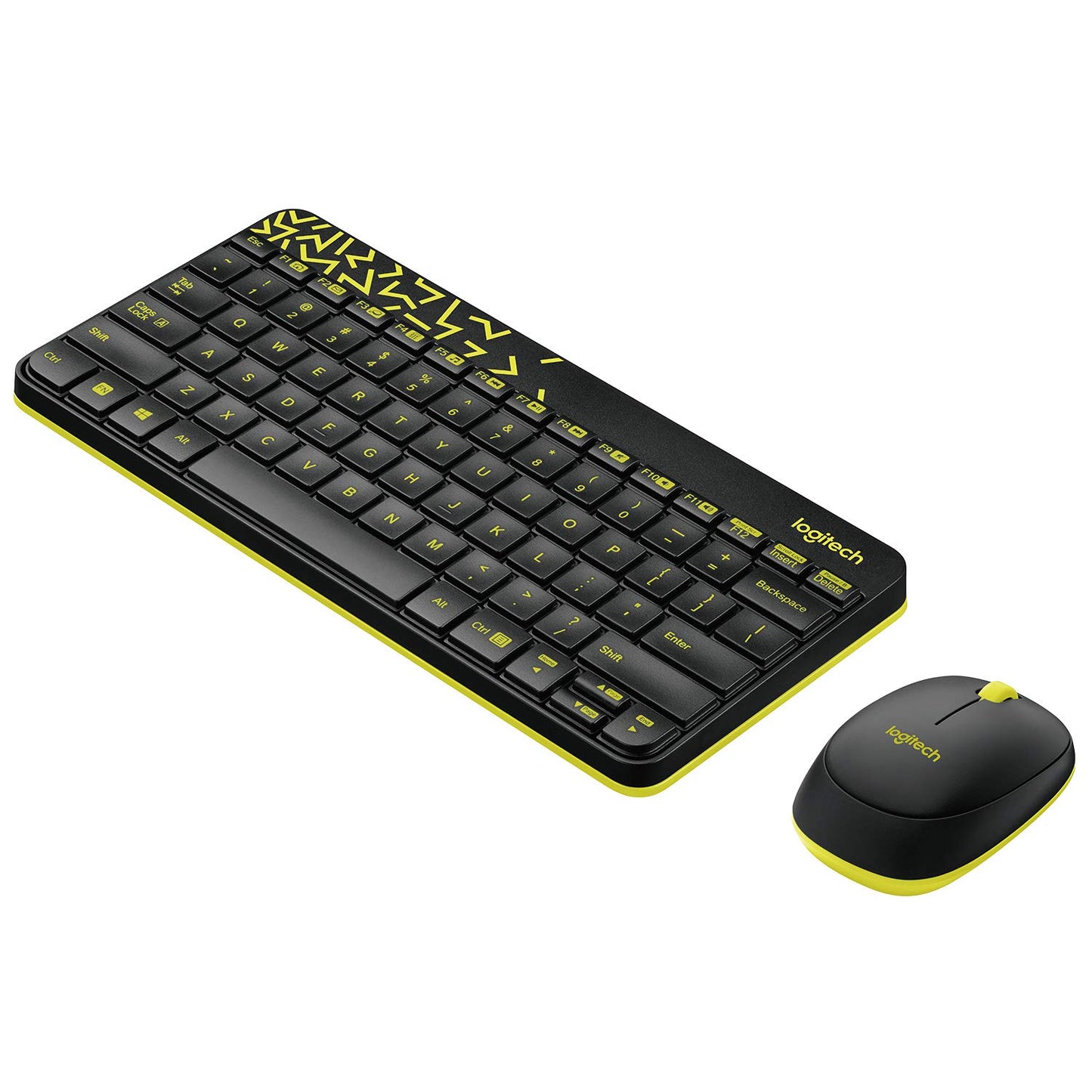 Logitech MK240 Nano Wireless USB Keyboard and Mouse Set, Black/Chartreuse Yellow