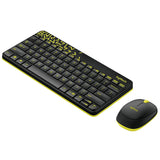 Logitech MK240 Nano Wireless USB Keyboard and Mouse Set, Black/Chartreuse Yellow