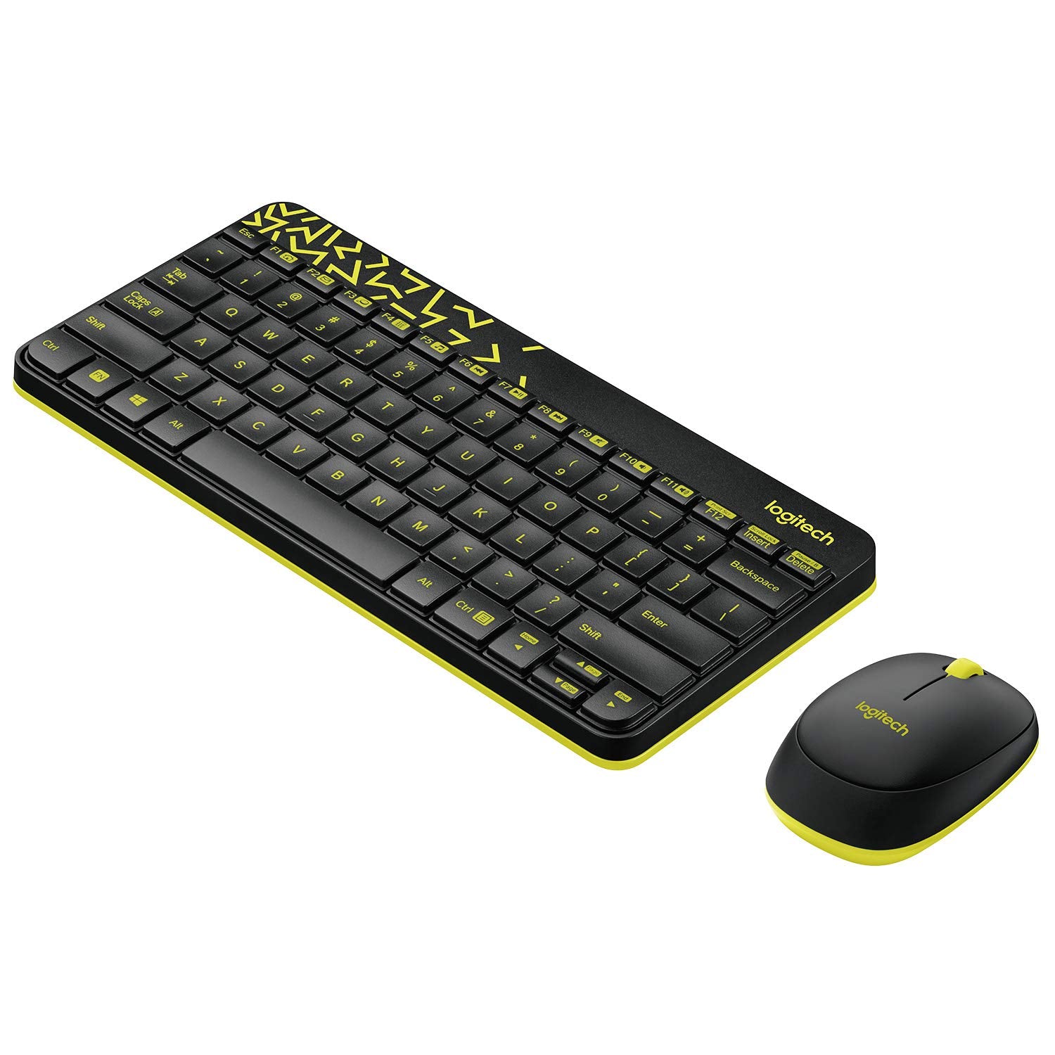 Logitech MK240 Nano Wireless USB Keyboard and Mouse Set, Black/Chartreuse Yellow