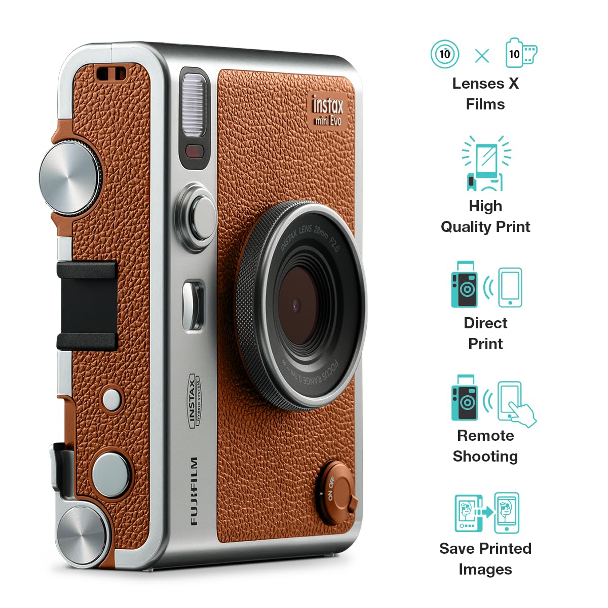 Fujifilm Instax Mini Evo Hybrid Camera, Brown