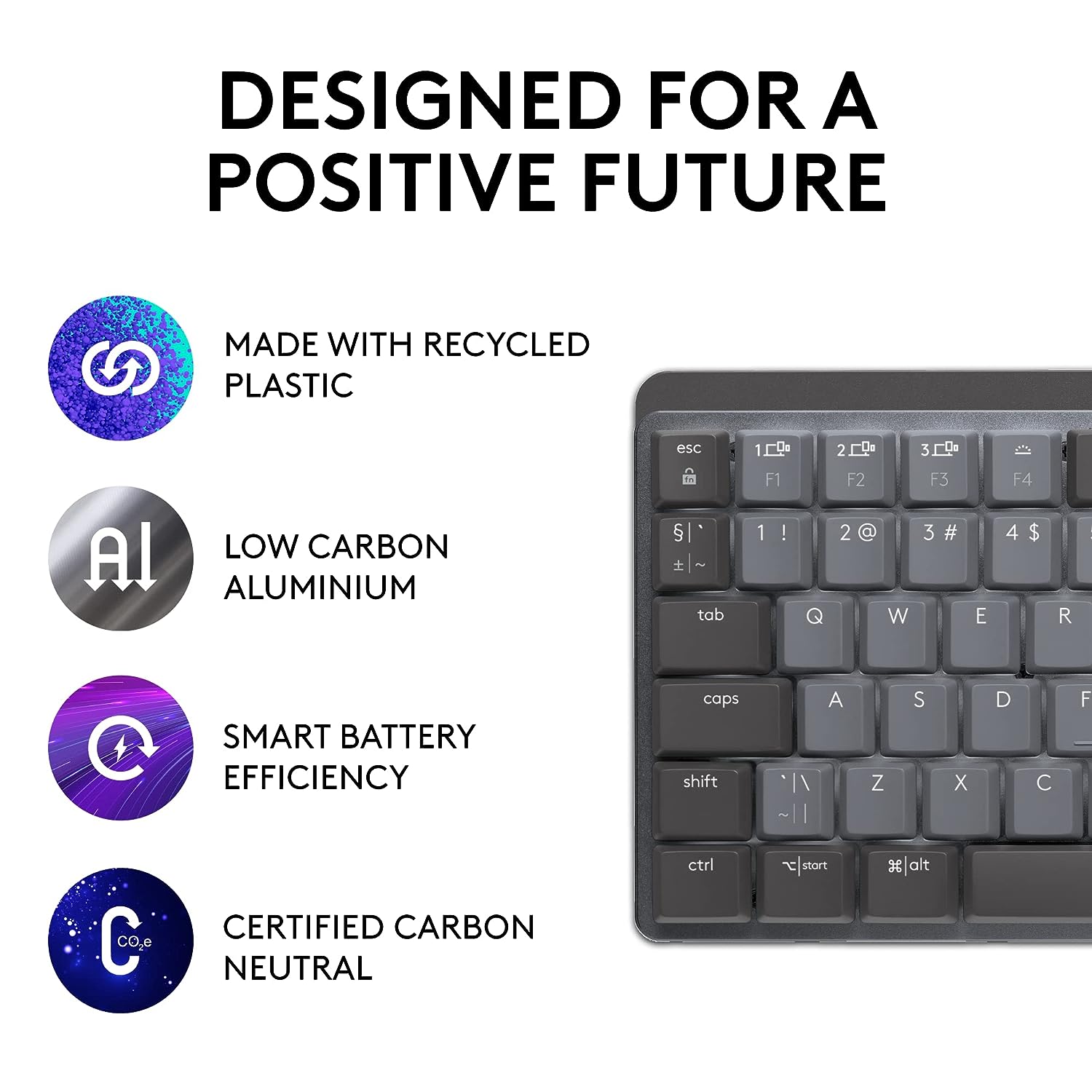 Logitech Mx Mechanical Mini Wireless Illuminated Keyboard, Metal