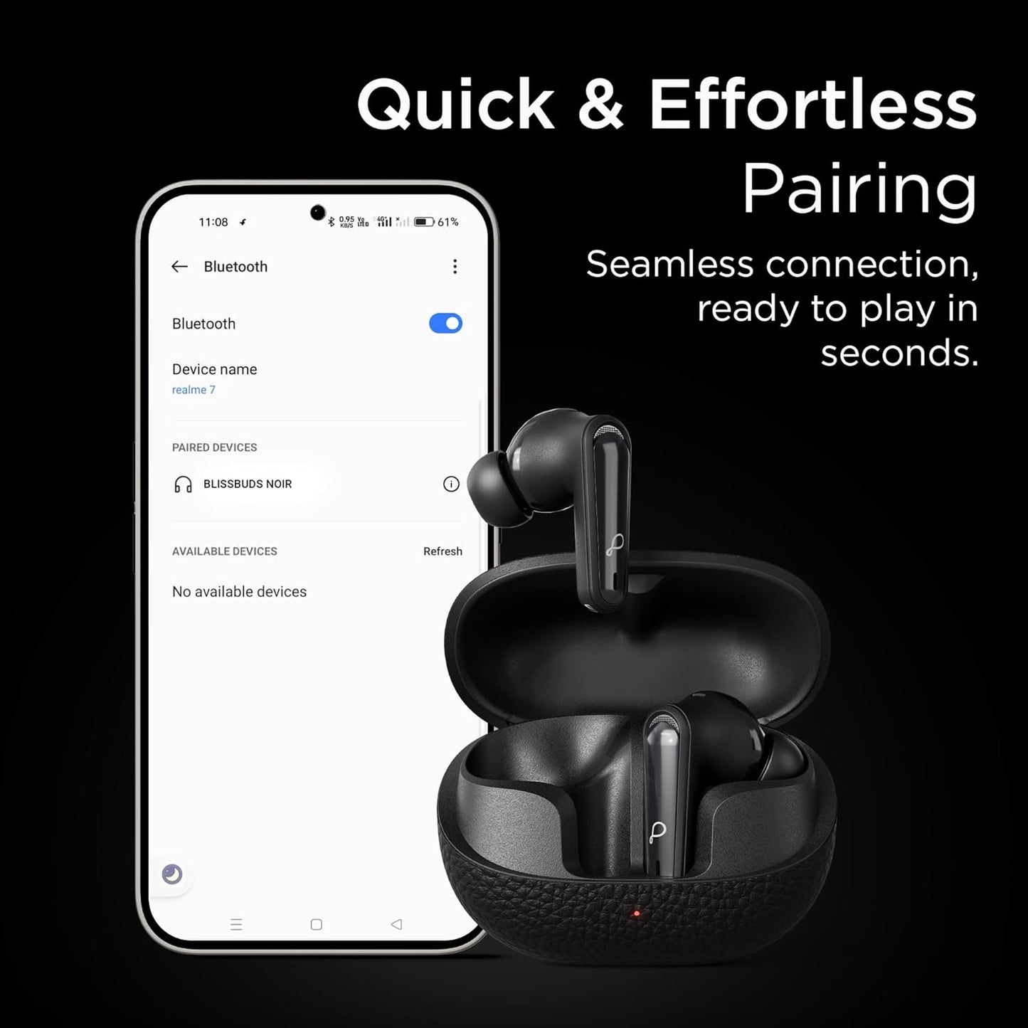 Pebble Blissbuds Noir True Wireless Earbuds