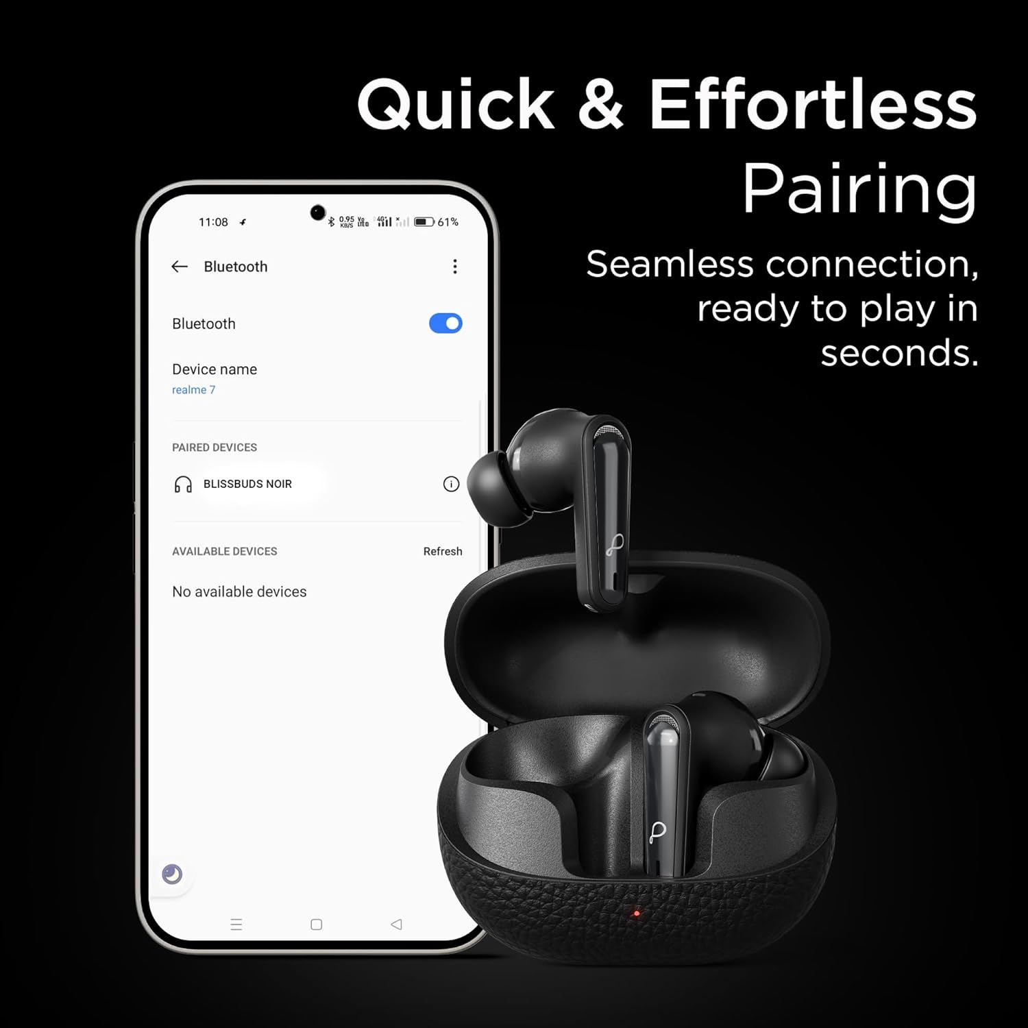 Pebble Blissbuds Noir True Wireless Earbuds