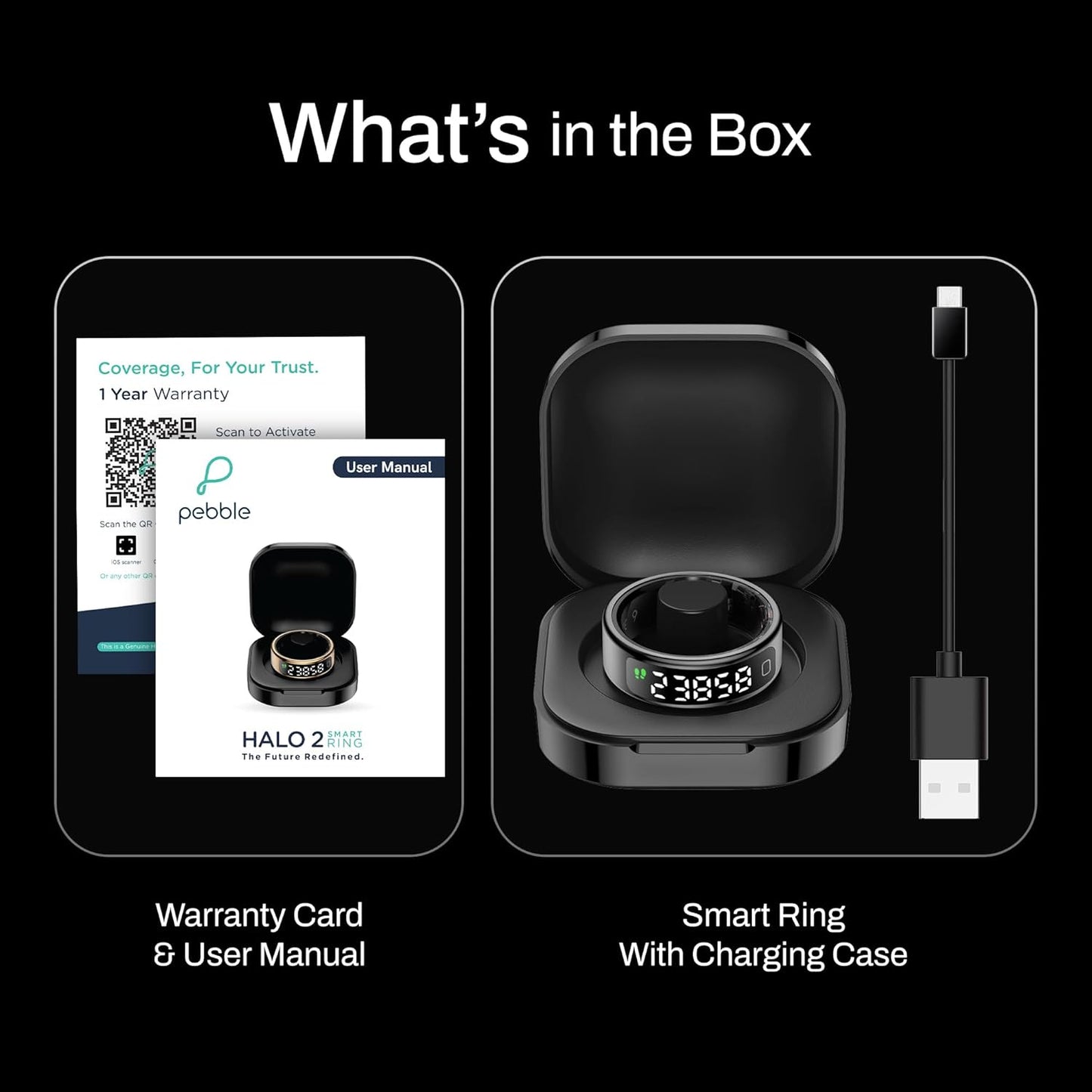 Pebble Halo 2 Smart Ring with Digital Display