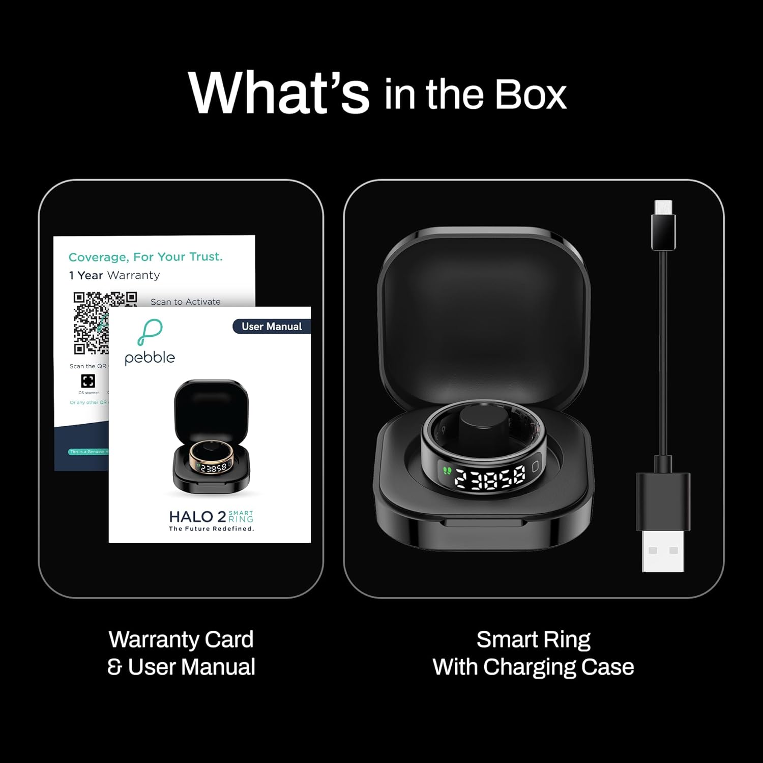 Pebble Halo 2 Smart Ring with Digital Display